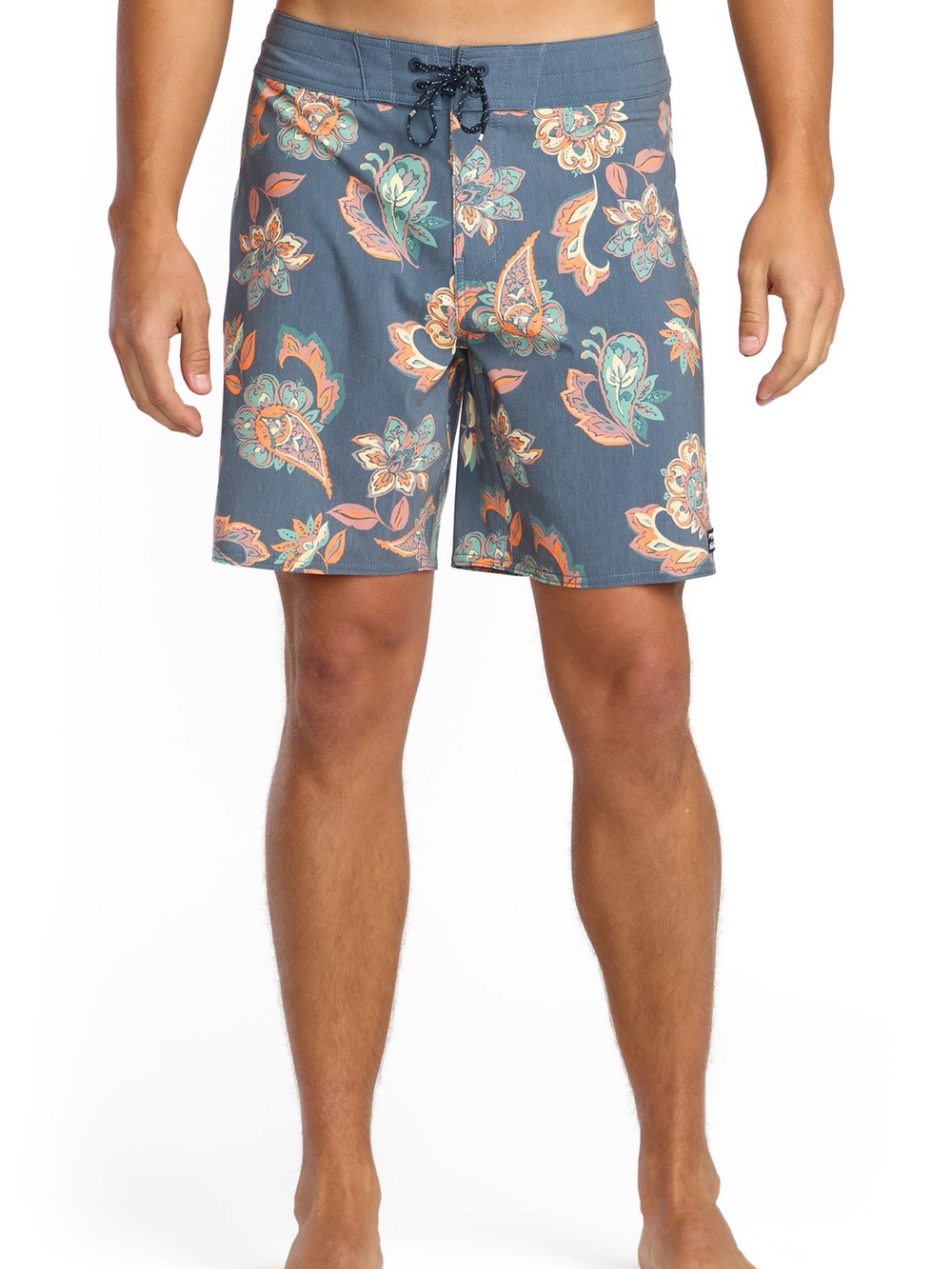 Billabong Slate Blue Floral Boardshorts with Coral and Mint Accents
